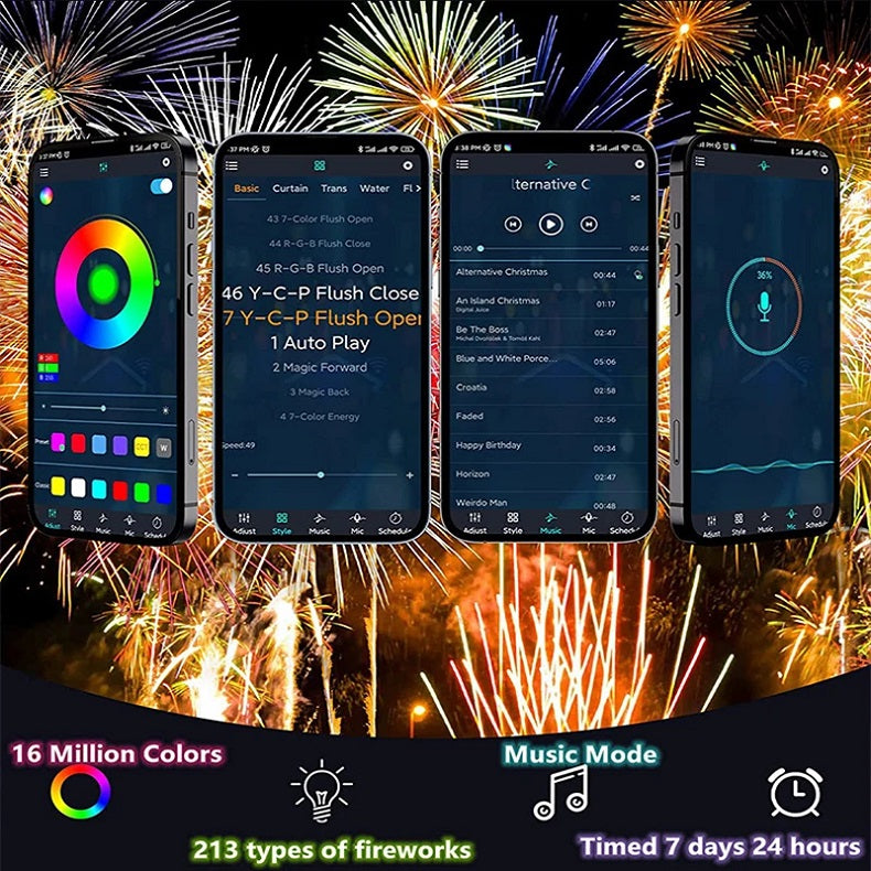 2024 new LED Strip Light RGB Sound Control Symphony Firework Light Wedding Christmas Music Control Full Kit Dream Meteor Lamp