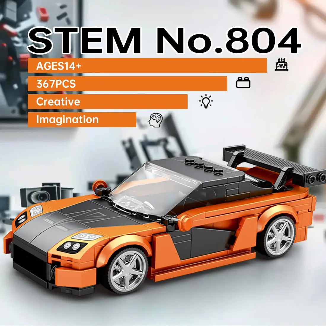 367PCS RX7 Sports Car Building Block Creative City Vehicle Classic Car Model Bricks Desktop Display Toys For Kids Holiday Gifts
