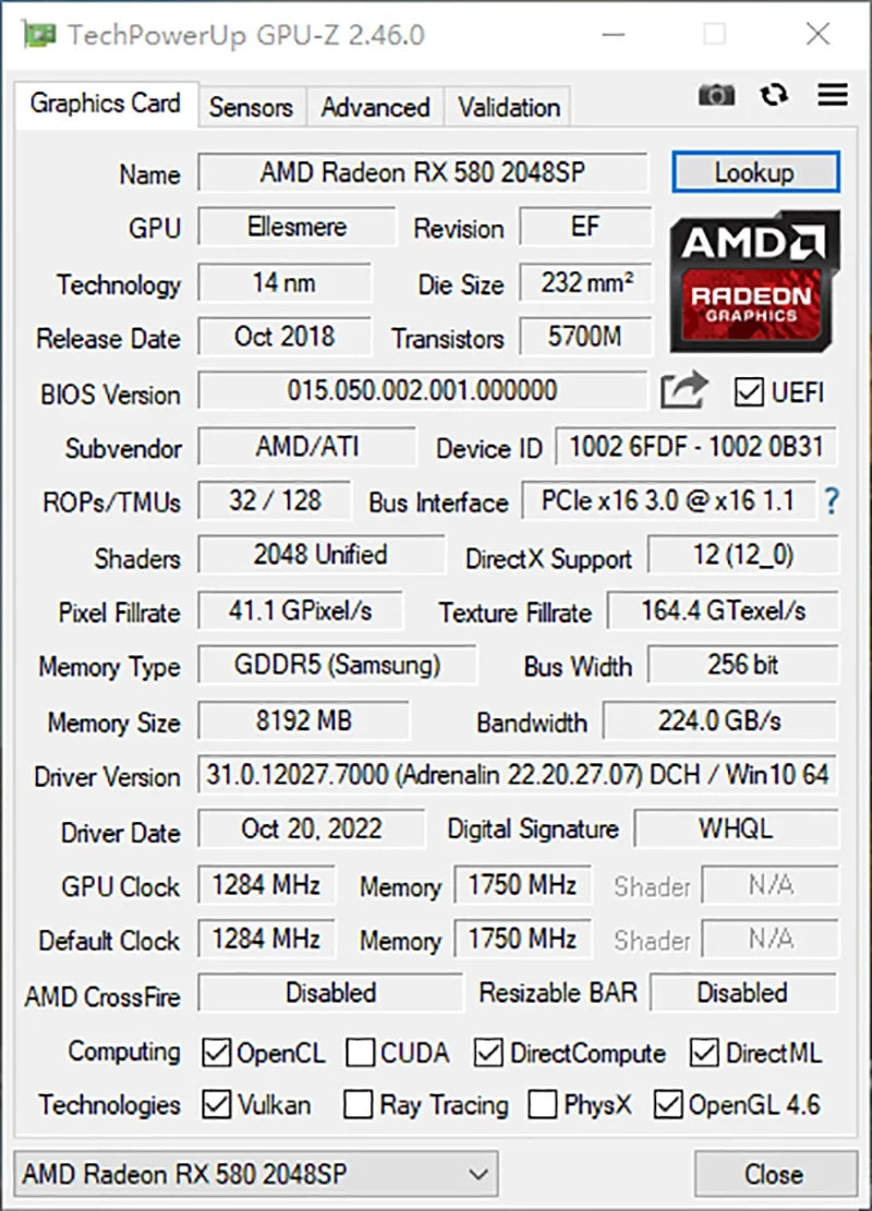 USED MLLSE AMD RX 580 8GB 2048SP Gaming Graphics Card GDDR5 256Bit PCI-E 3.0 ×16 8Pin Radeon GPU Rx 580 Video Card Placa Video