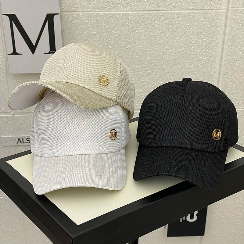 Gorra de malla de verano para mujer, versión coreana de la marca Tide, gorras para el sol al aire libre, gorras de béisbol casuales con parasol, gorra pequeña con cara visible