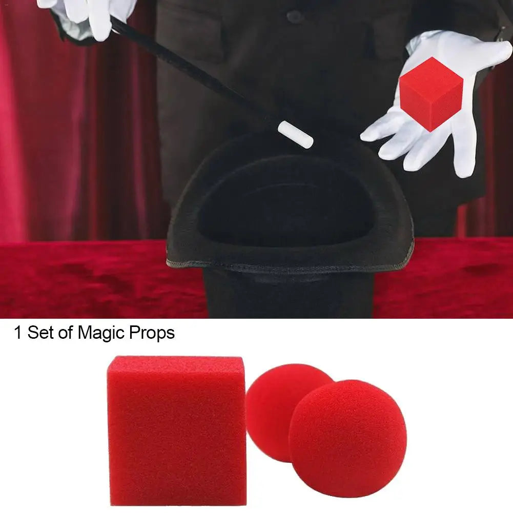Juego de trucos de magia con bolas rojas y esponjas cuadradas, divertidos artilugios para escenarios callejeros, trucos de magia de cerca, mago E3157