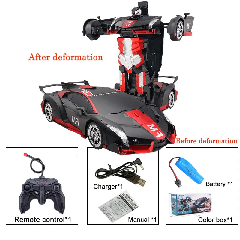 2IN1 Electric RC Car Transformation Robots One-key Deformation Car Outdoor Remote Control Sports Car Model Children Boys Toys