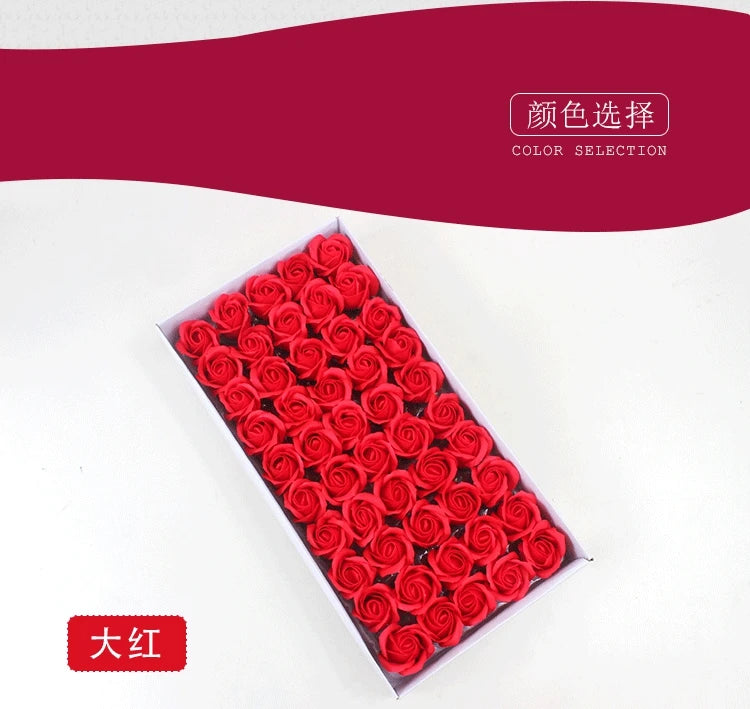 50 Pieces 5 CM Artificial soap flower Wedding Home decoration accessories Diy Festival Candy box Bath flower Scrapbooking Brooch