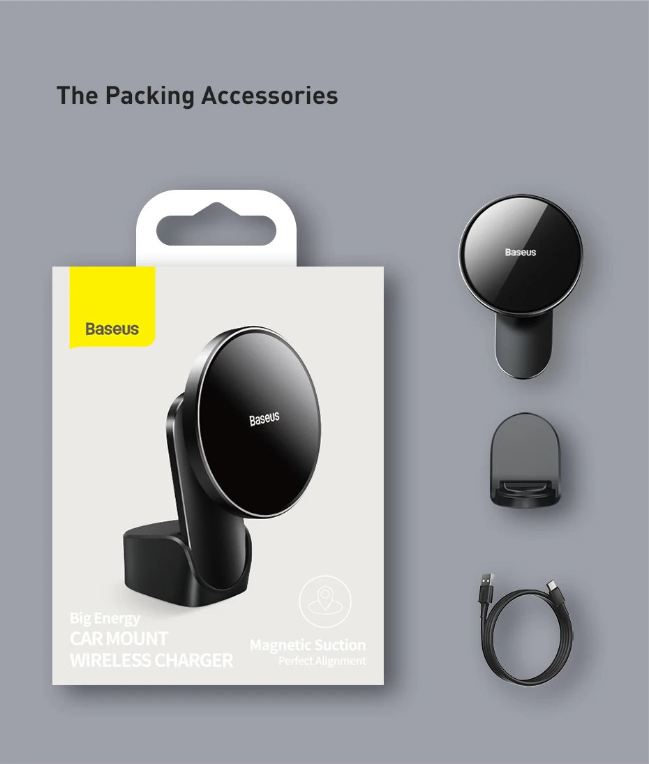Baseus Car Mount Wireless Charger Magnetic Suction Dashboard Air Outlet Holder Wireless Charging for iPhone 12 13 Series