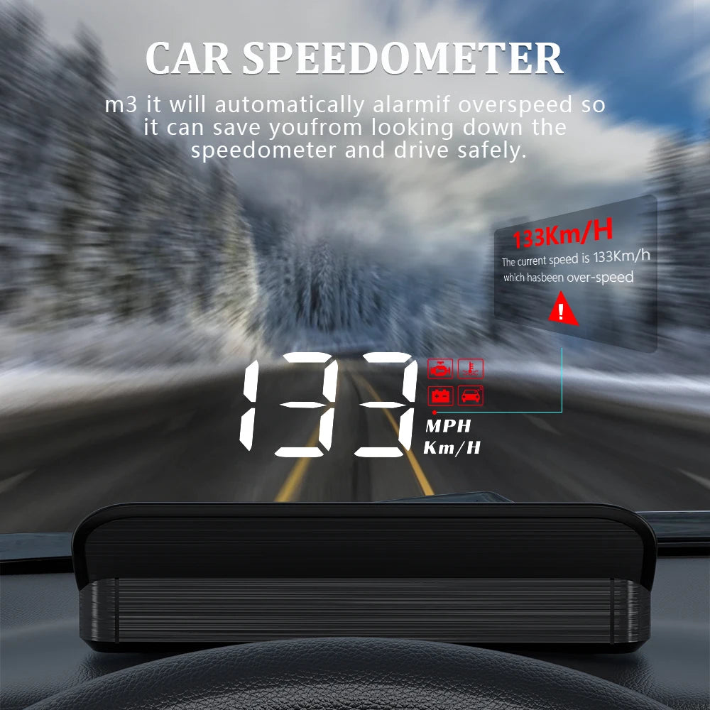 WYING M3 Auto OBD2 GPS Head-Up Display Electrónica para automóvil HUD Proyector Pantalla Digital Velocímetro para automóvil Accesorios para todos los automóviles
