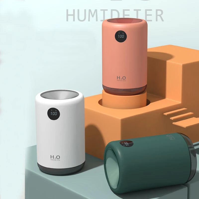 Humidificador de aire ultrasónico inalámbrico, 500 ml, 2000 mAh, portátil, difusor de niebla aromática, batería de larga duración, humidificador de aromaterapia