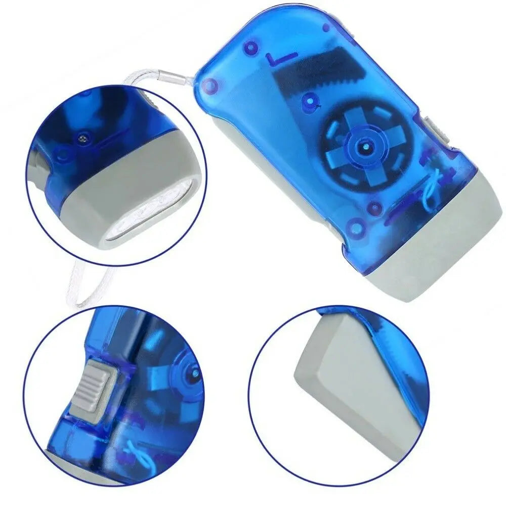 3 LED Hand Pressing Dynamo Crank Power Wind Up Flashlight No Battery Torch Camping Lamp Light Emergency Survival Accessories