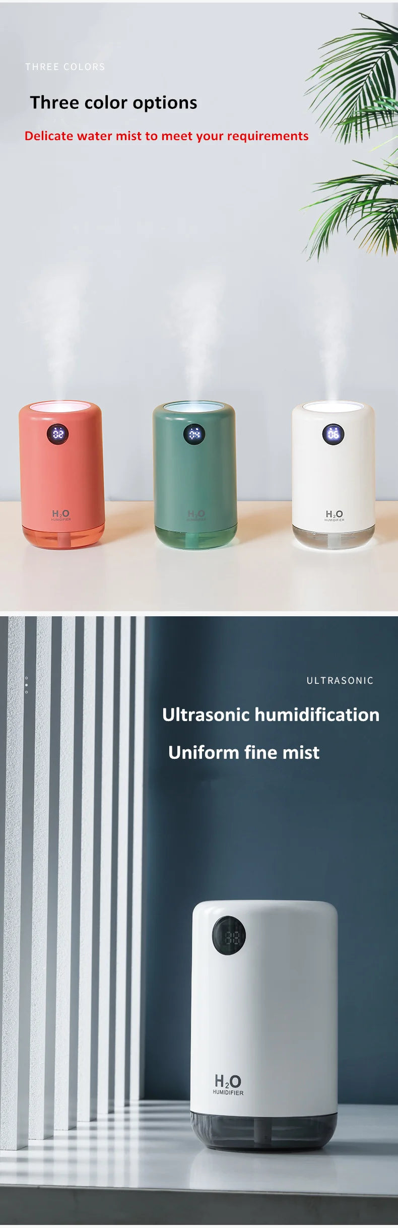 Humidificador de aire ultrasónico inalámbrico, 500 ml, 2000 mAh, portátil, difusor de niebla aromática, batería de larga duración, humidificador de aromaterapia