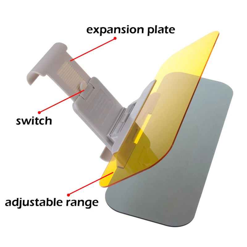 Parasol para coche YASOKRO, antideslumbrante, para día y noche, 2 en 1, antideslumbrante, para conducción, plegable, con espejo y ranura para tarjeta, visera transparente