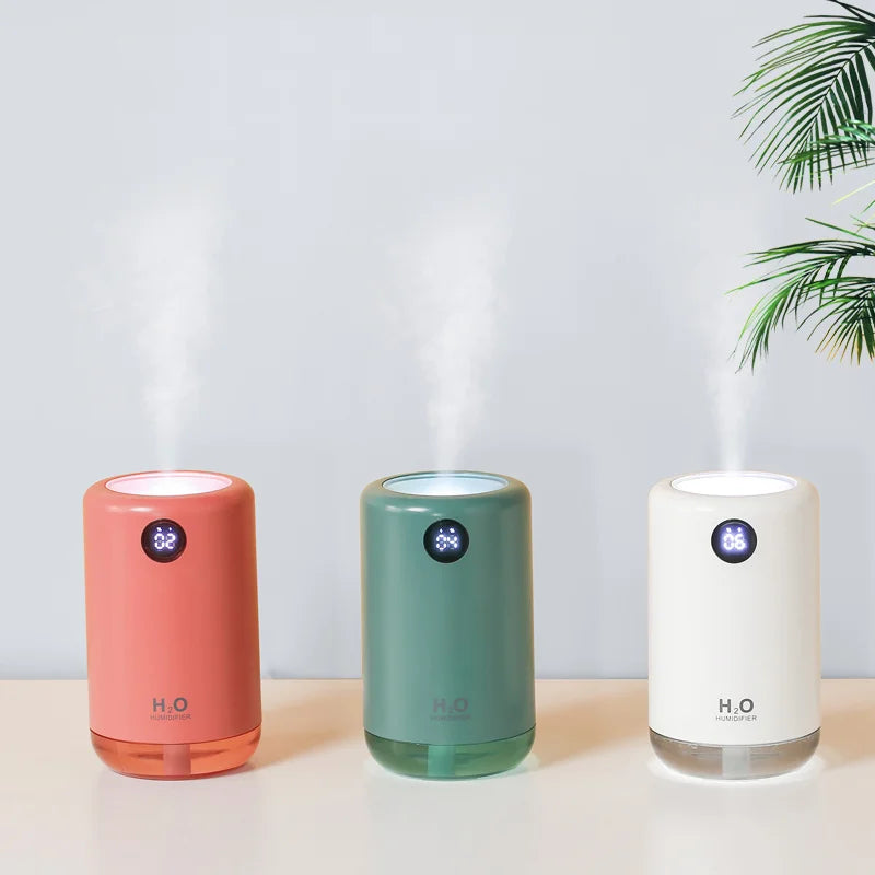Humidificador de aire ultrasónico inalámbrico, 500 ml, 2000 mAh, portátil, difusor de niebla aromática, batería de larga duración, humidificador de aromaterapia