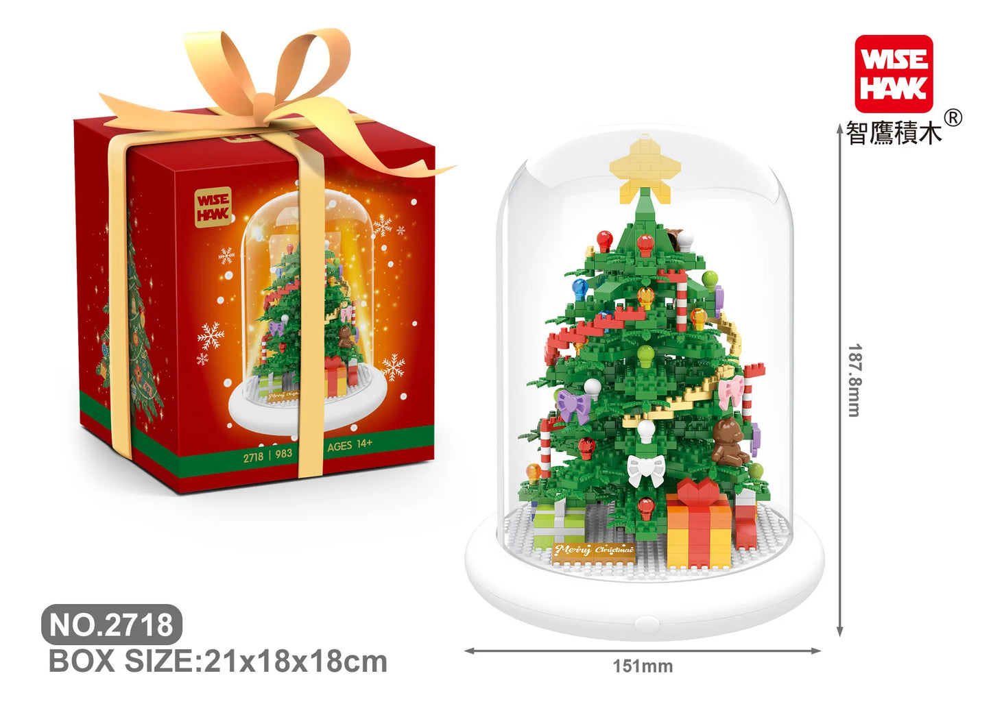 WiseHawk Micro Building Blocks One Piece Wedding Dress Light Tree House Kids Mini Brick Toys con caja de presentación y luz LED