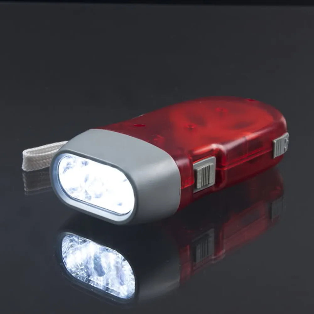 3 LED Hand Pressing Dynamo Crank Power Wind Up Flashlight No Battery Torch Camping Lamp Light Emergency Survival Accessories