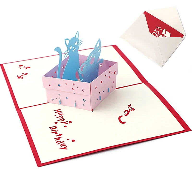 38 Styles 3D Pop Up Greeting Card Love In Hands Birthday Wedding Halloween Christmas Valentines' Day New Year Xmas Kids Gift