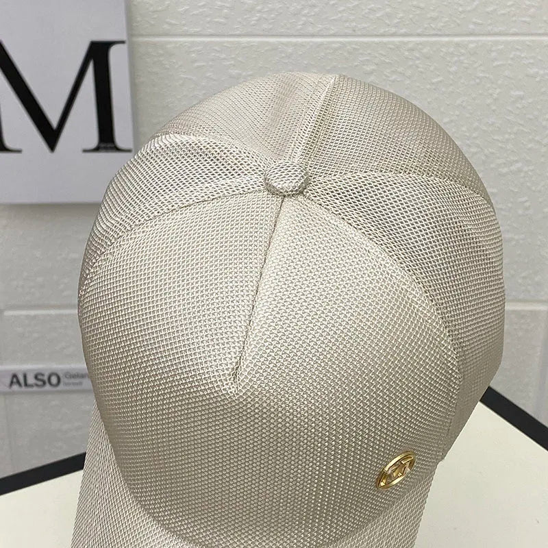 Gorra de malla de verano para mujer, versión coreana de la marca Tide, gorras para el sol al aire libre, gorras de béisbol casuales con parasol, gorra pequeña con cara visible