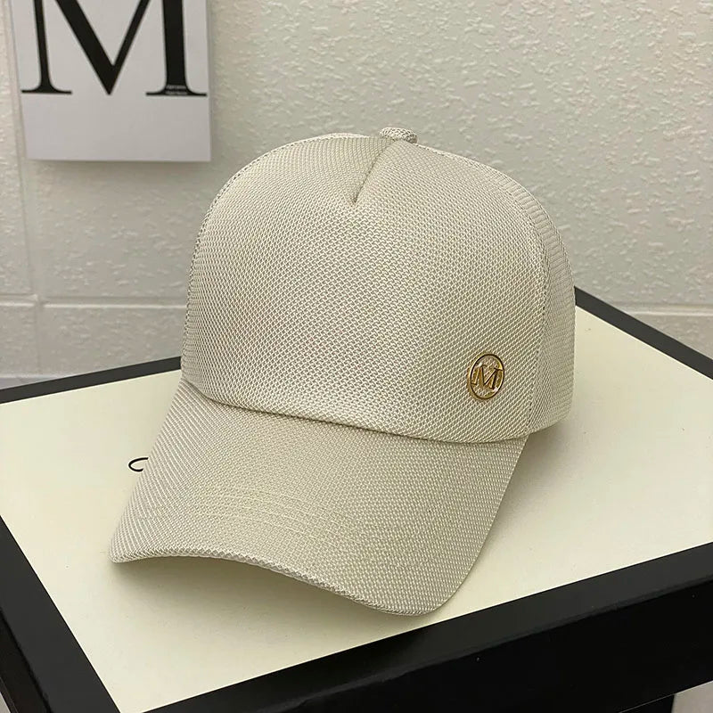 Gorra de malla de verano para mujer, versión coreana de la marca Tide, gorras para el sol al aire libre, gorras de béisbol casuales con parasol, gorra pequeña con cara visible