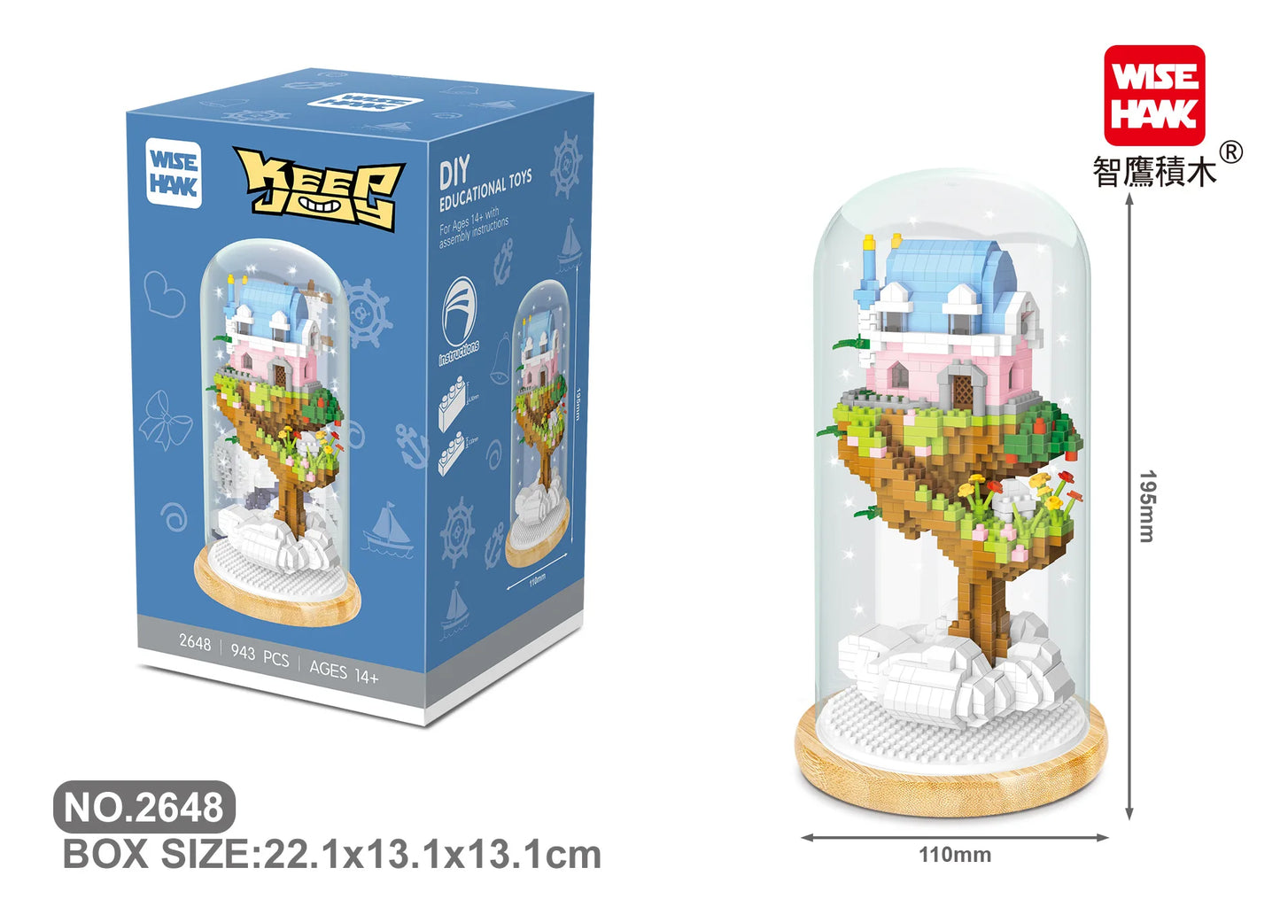 WiseHawk Micro Building Blocks One Piece Wedding Dress Light Tree House Kids Mini Brick Toys con caja de presentación y luz LED