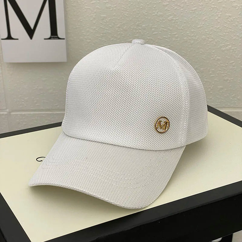 Gorra de malla de verano para mujer, versión coreana de la marca Tide, gorras para el sol al aire libre, gorras de béisbol casuales con parasol, gorra pequeña con cara visible
