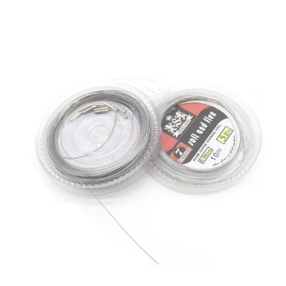 Cable de acero tejido de 7 hebras recubierto de nailon anticorrosión de 10 m, de 5 lb a 200 lb, para aparejos, señuelos de pesca, línea líder