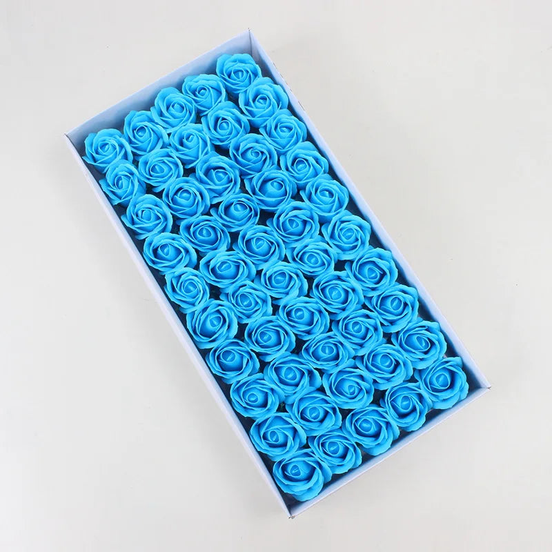 50 Pieces 5 CM Artificial soap flower Wedding Home decoration accessories Diy Festival Candy box Bath flower Scrapbooking Brooch