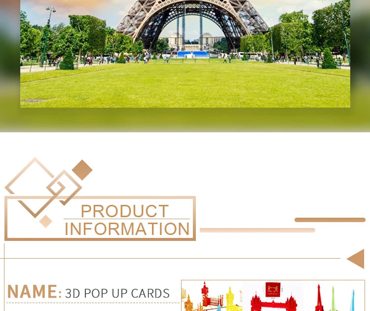 3D Pop UP Invitations Card 3D Paper World Attractions Birthday Greeting Cards 3D Tourist Postcard Save The Date Boy Gift Card