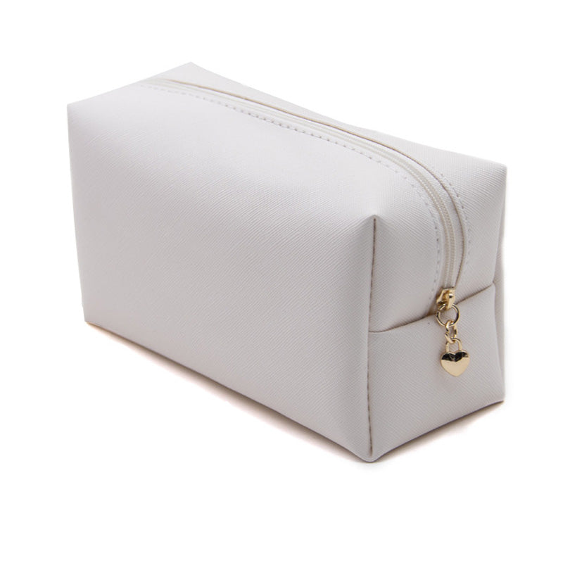 Women Cosmetic Bag Waterproof PU Leather Solid Color Makeup Pouch Travel Portable Wash Toiletry Storage Bag Organizer Purse 2025