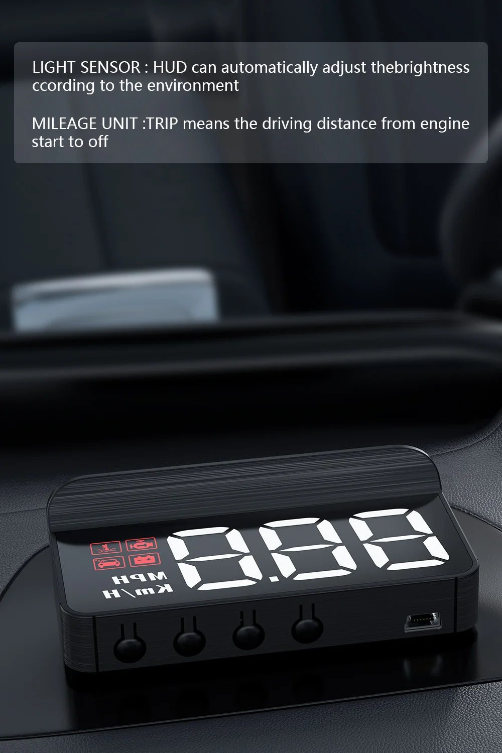 WiiYii M3 HUD Affichage tête haute OBD2 Ordinateur de bord Projecteur de vitesse OBD2 Auto Ordinateur de bord Alarme de kilométrage de carburant Accessoires de voiture