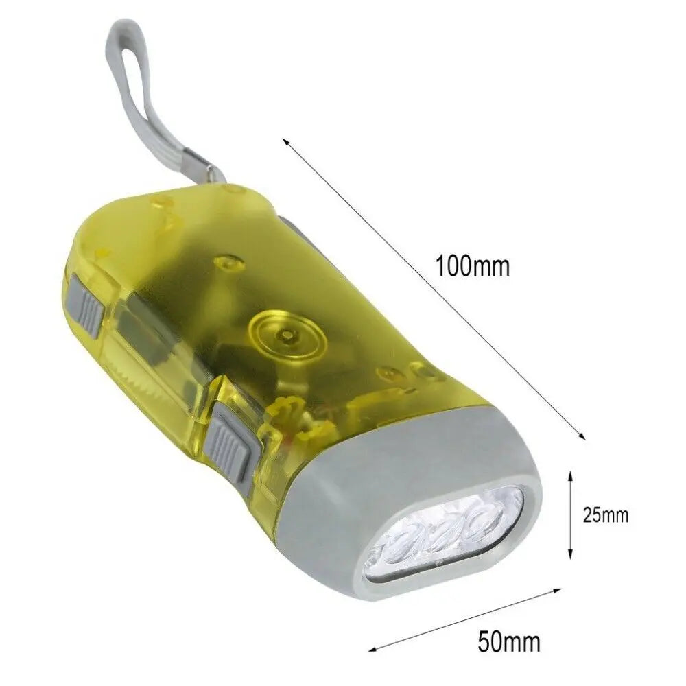3 LED Hand Pressing Dynamo Crank Power Wind Up Flashlight No Battery Torch Camping Lamp Light Emergency Survival Accessories
