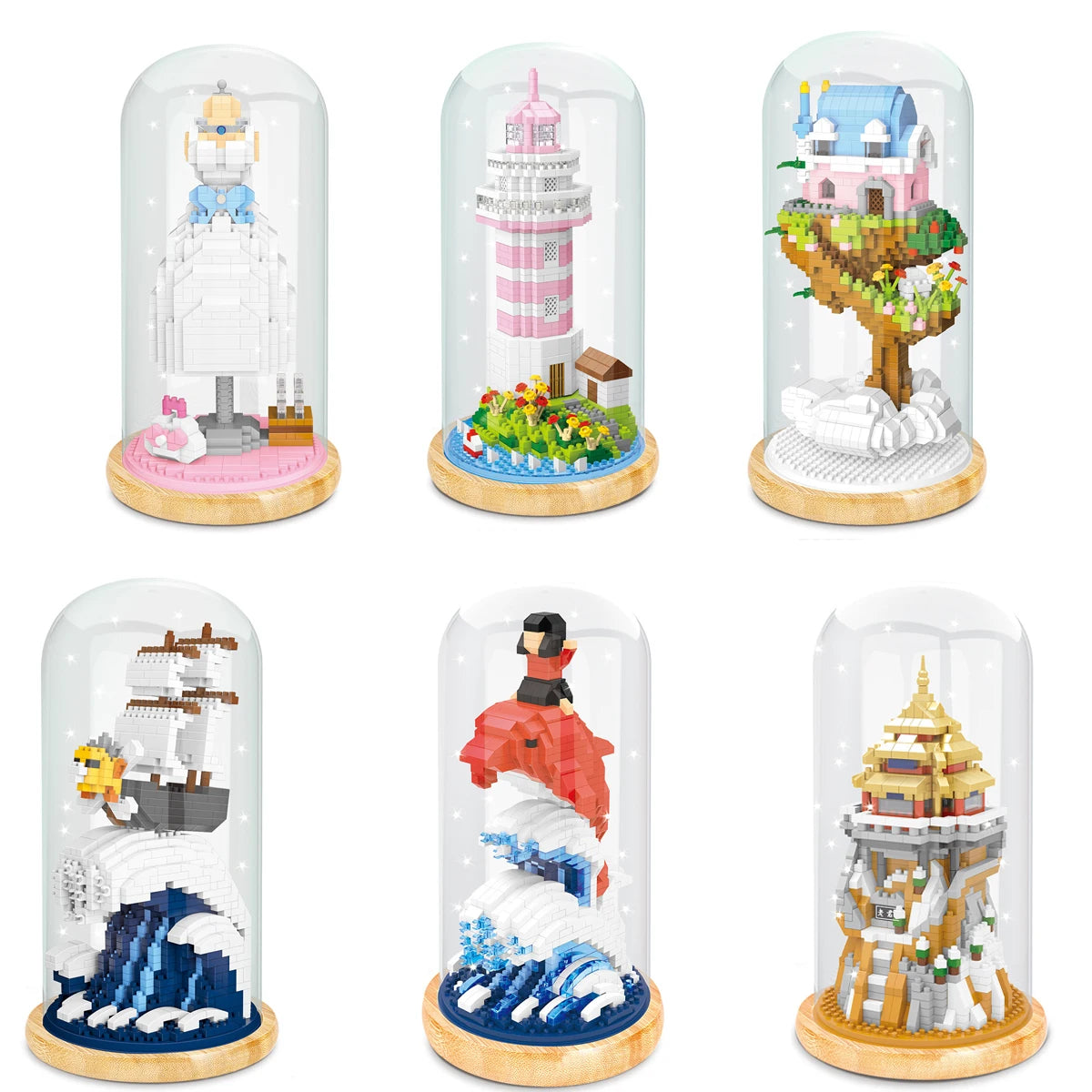 WiseHawk Micro Building Blocks One Piece Wedding Dress Light Tree House Kids Mini Brick Toys con caja de presentación y luz LED