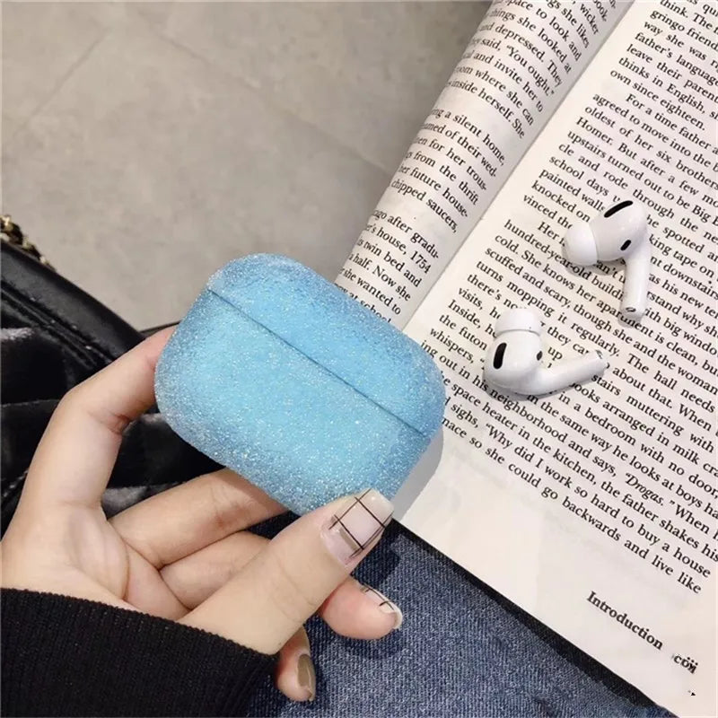 3D cute matte particles glitter sequins diamond hard PC cover for airpods pro case air pods pro 3 wireless charging luxury coque