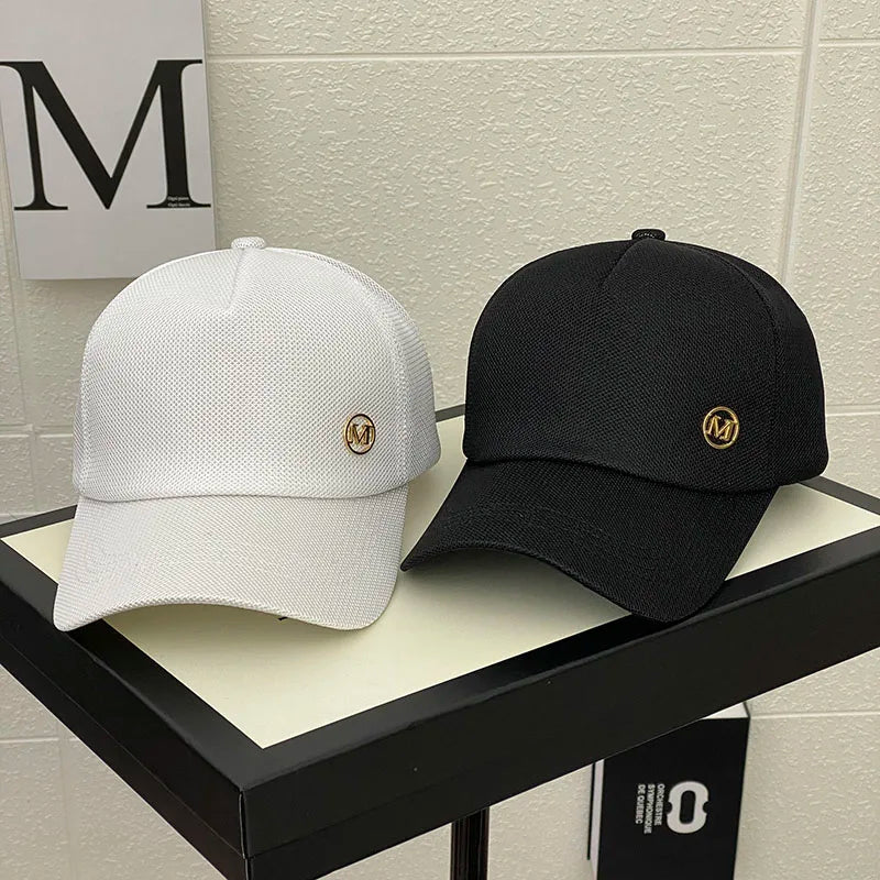 Gorra de malla de verano para mujer, versión coreana de la marca Tide, gorras para el sol al aire libre, gorras de béisbol casuales con parasol, gorra pequeña con cara visible