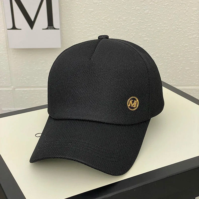 Gorra de malla de verano para mujer, versión coreana de la marca Tide, gorras para el sol al aire libre, gorras de béisbol casuales con parasol, gorra pequeña con cara visible