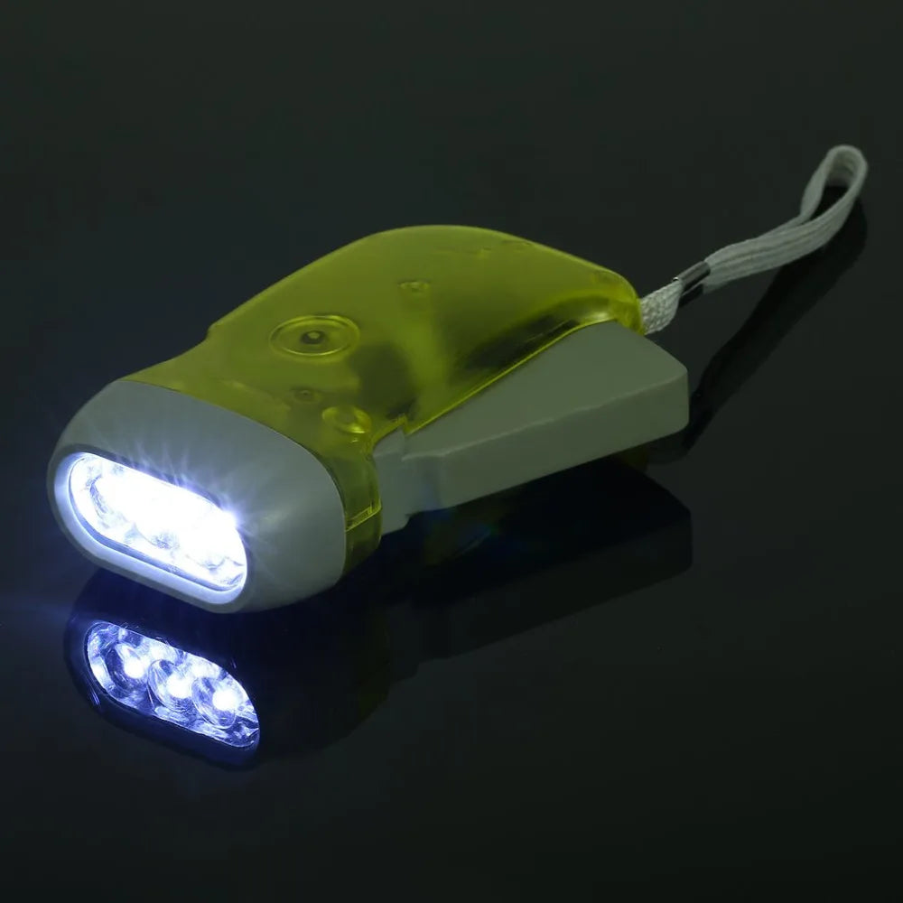 3 LED Hand Pressing Dynamo Crank Power Wind Up Flashlight No Battery Torch Camping Lamp Light Emergency Survival Accessories