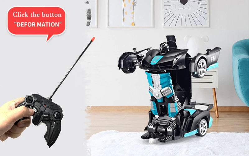 2IN1 Electric RC Car Transformation Robots One-key Deformation Car Outdoor Remote Control Sports Car Model Children Boys Toys