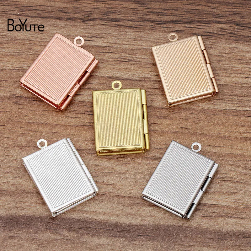 BoYuTe (10 Pieces/Lot) 19*26MM Rectangle Locket Photo customized Book Locket Pendant Floating Locket Charms customized