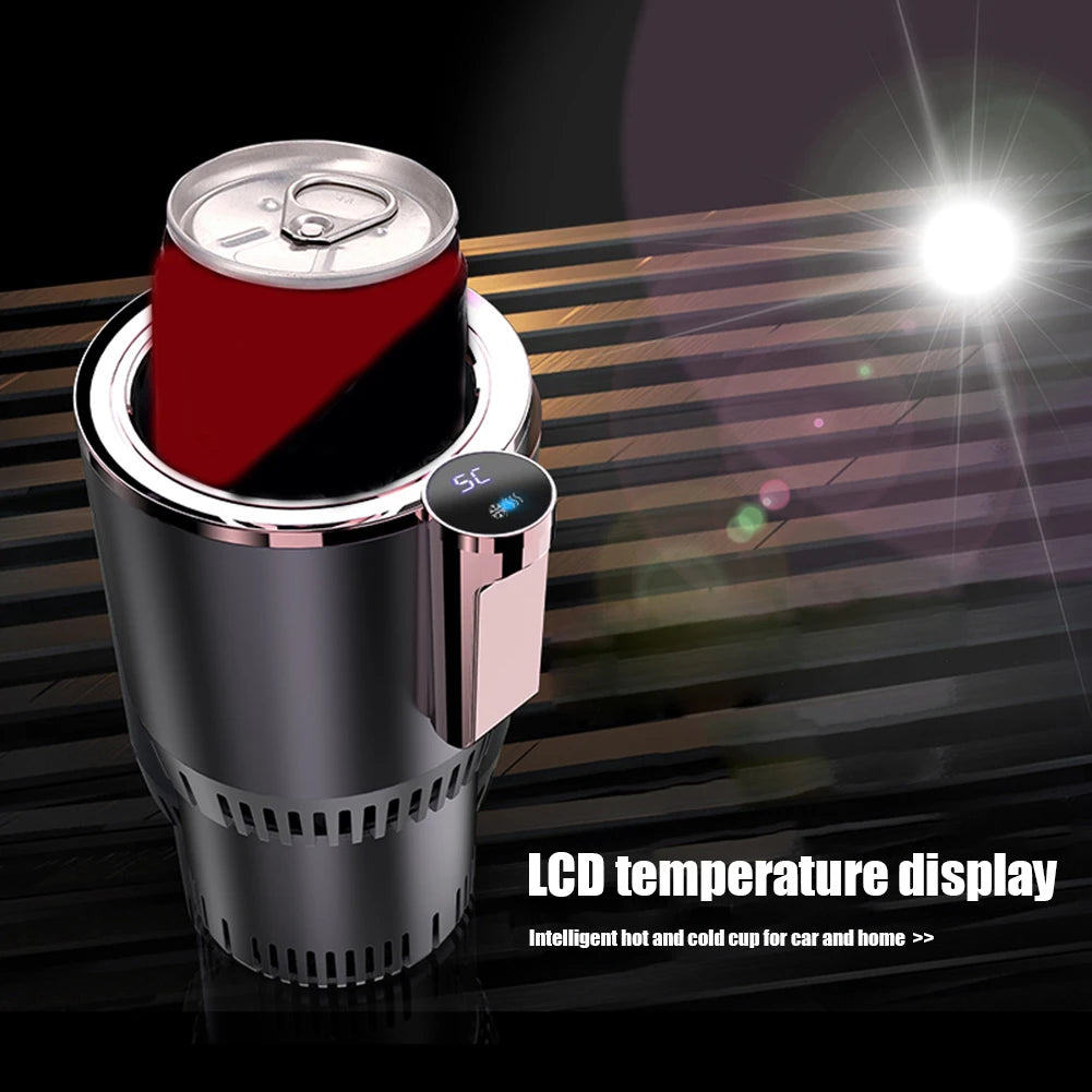 Calentador de tazas para oficina y automóvil de 12 V, enfriador con pantalla de temperatura, soporte para taza de bebida inteligente 2 en 1, enfriador de bebidas, calentador de biberones