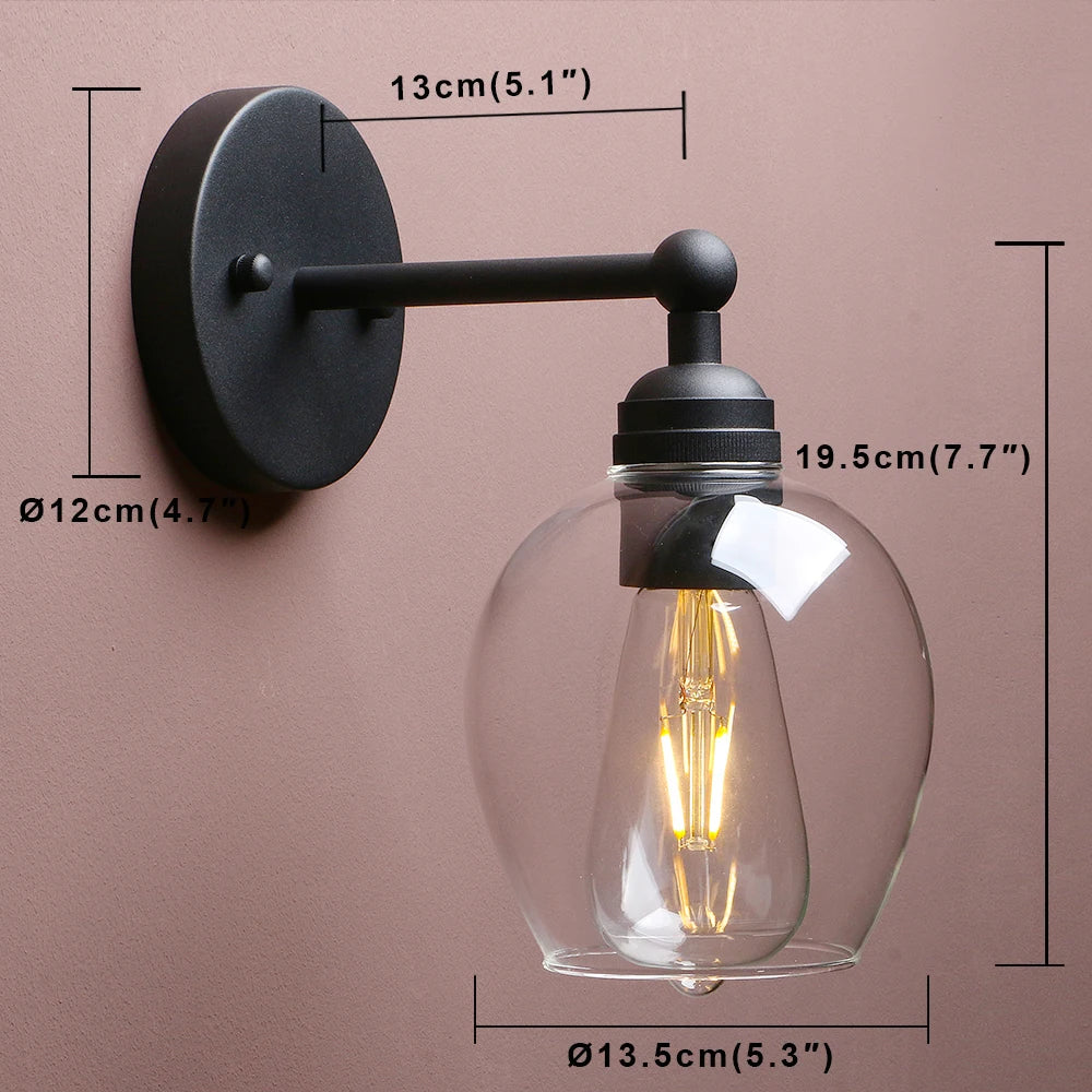 Permo Nordic Industrial Loft Rustic Glass Wall Light , Decorative Lighting for Kitchen Bedroom Corridor Cafe Bar Restaurant