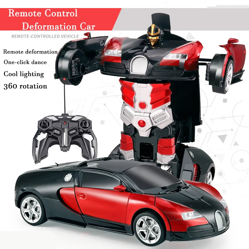 2IN1 Electric RC Car Transformation Robots One-key Deformation Car Outdoor Remote Control Sports Car Model Children Boys Toys
