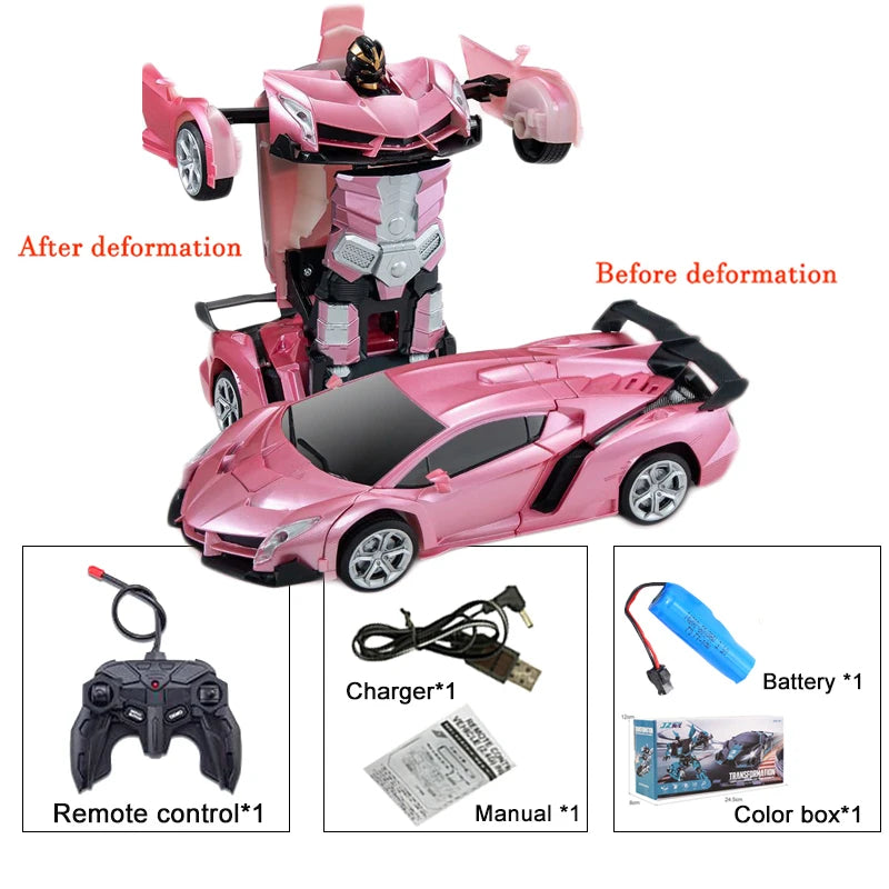 2IN1 Electric RC Car Transformation Robots One-key Deformation Car Outdoor Remote Control Sports Car Model Children Boys Toys