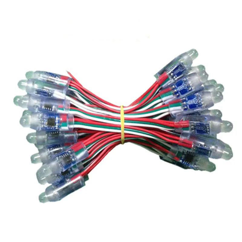 50pcs 12mm WS2811 IC RGB pixel LED string DC 5V 12V IP68 waterproofChristmas / holiday Outdoor lighting lights string