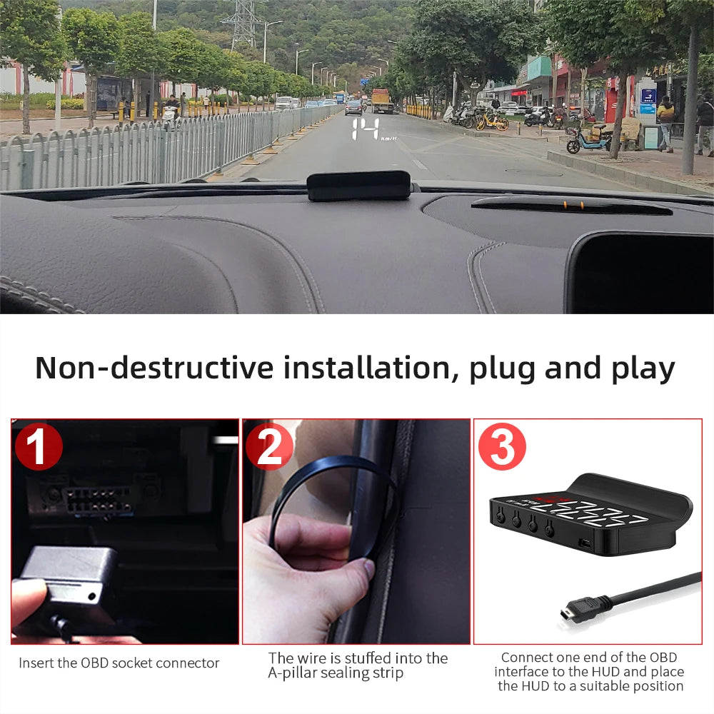 WYING M3 Auto OBD2 GPS Head-Up Display Electrónica para automóvil HUD Proyector Pantalla Digital Velocímetro para automóvil Accesorios para todos los automóviles