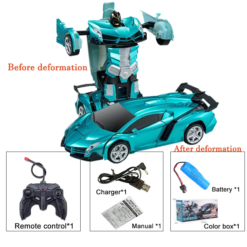 2IN1 Electric RC Car Transformation Robots One-key Deformation Car Outdoor Remote Control Sports Car Model Children Boys Toys