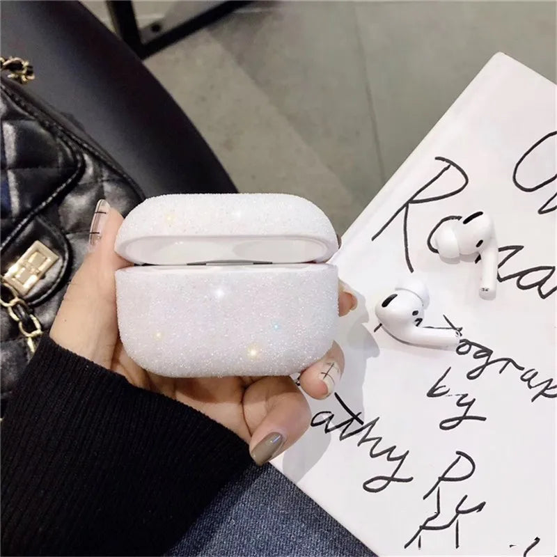 3D cute matte particles glitter sequins diamond hard PC cover for airpods pro case air pods pro 3 wireless charging luxury coque