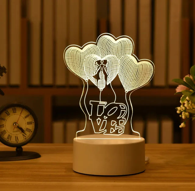 3D Cute Kids DIY Lamp LED Night Light Valentines Day Gift Wedding Decoration Baby Shower Kids Birthday Party Rabbit Easter Decor
