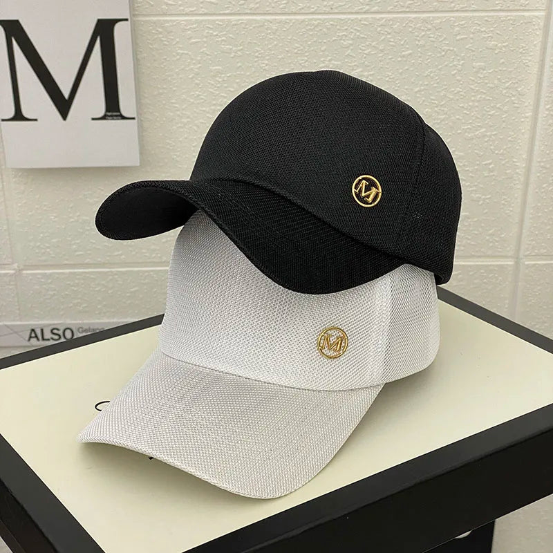 Gorra de malla de verano para mujer, versión coreana de la marca Tide, gorras para el sol al aire libre, gorras de béisbol casuales con parasol, gorra pequeña con cara visible