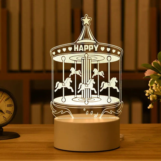 3D Cute Kids DIY Lamp LED Night Light Valentines Day Gift Wedding Decoration Baby Shower Kids Birthday Party Rabbit Easter Decor