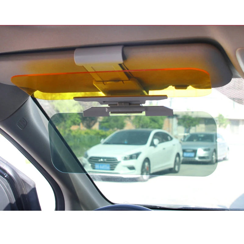 Parasol para coche YASOKRO, antideslumbrante, para día y noche, 2 en 1, antideslumbrante, para conducción, plegable, con espejo y ranura para tarjeta, visera transparente