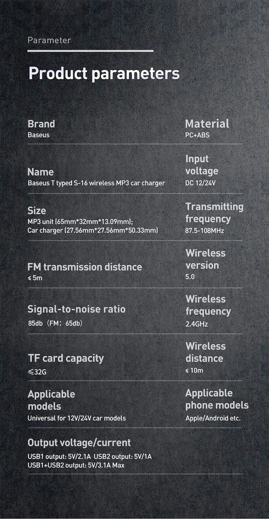 Transmisor modulador FM Baseus con Bluetooth 5.0, radio FM, cargador USB de 3,1 A, kit manos libres para coche, transmisor FM de audio auxiliar inalámbrico