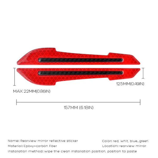Car Reflective Stickers Collision avoidance Warning Strip Tape Traceless Protective Sticker Warn on Car Rearview Mirror