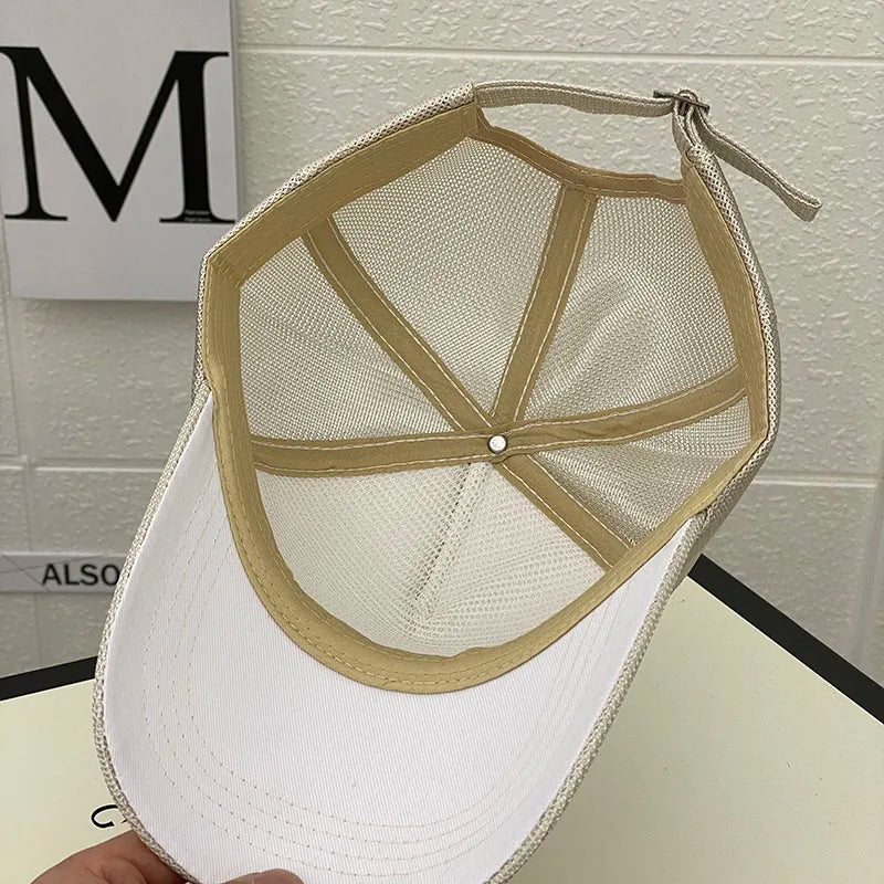 Gorra de malla de verano para mujer, versión coreana de la marca Tide, gorras para el sol al aire libre, gorras de béisbol casuales con parasol, gorra pequeña con cara visible