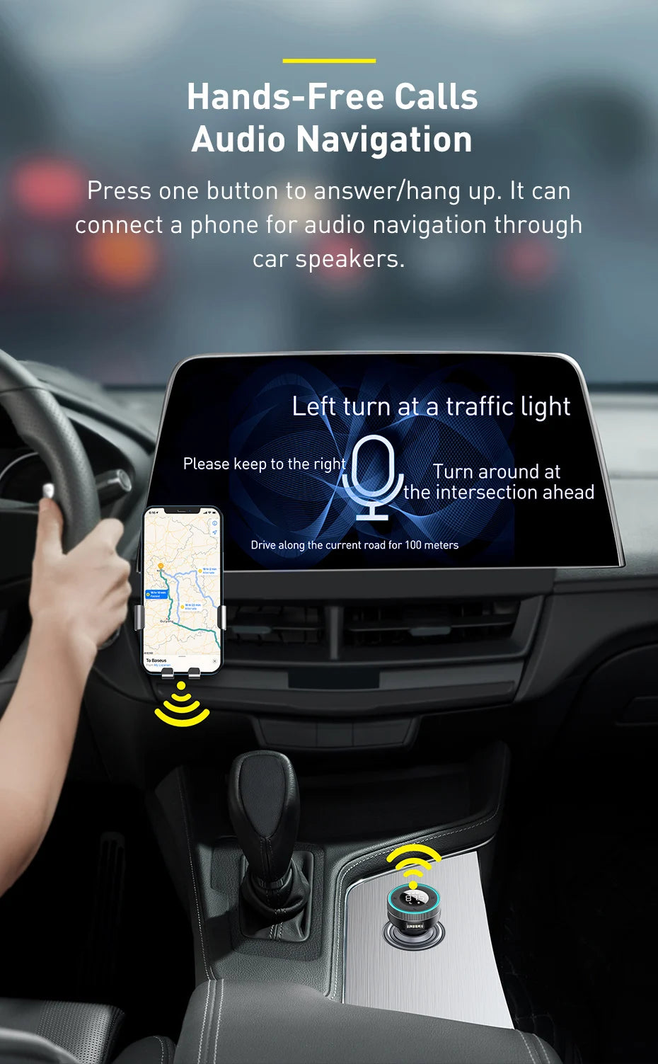 Transmisor FM Baseus para coche, adaptador de música con Bluetooth 5.0, cargador USB dual de 3,4 A, reproductor de MP3, radio, modulador FM